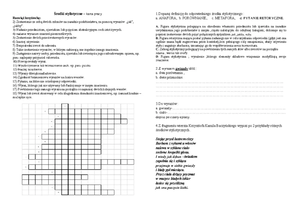 Środki stylistyczne klasa 8 - Jak rozpoznać i zdać sprawdzian?