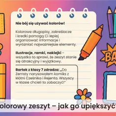 Kolorowy zeszyt – jak go upiększyć? Kolorowe długopisy, zakreślacze i ilustracje pomogą Ci stworzyć zeszyt lektur, który będzie atrakcyjny i wyjątkowy.