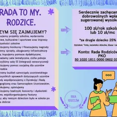 Rada rodziców w przedszkolu informuje o swojej działalności i zachęca do wsparcia finansowego. Dwie kobiety rozmawiają o tym, jak pomóc dzieciom.