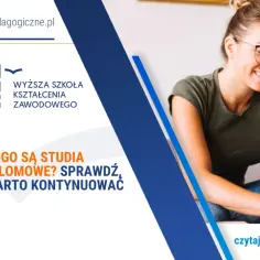 Uśmiechnięta kobieta z okularami pracuje na laptopie. Czy studia podyplomowe dają status studenta? Dowiedz się więcej na blogu.
