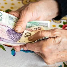 Dłonie liczą polskie banknoty: 100, 20 i 10 zł. Może to być część rozliczeń w systemie erp-8.