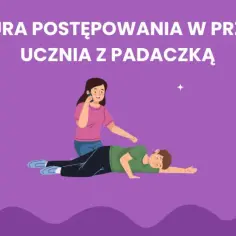 Procedura postępowania w przypadku ucznia z padaczką w szkole. Nauczycielka dzwoni po pomoc, gdy chłopiec leży na ziemi.