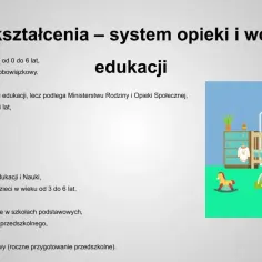 Wczesna oświata obejmuje opiekę nad dziećmi od 0 do 6 lat, w tym żłobki i przedszkola. Ilustracja przedstawia pokój dziecięcy.