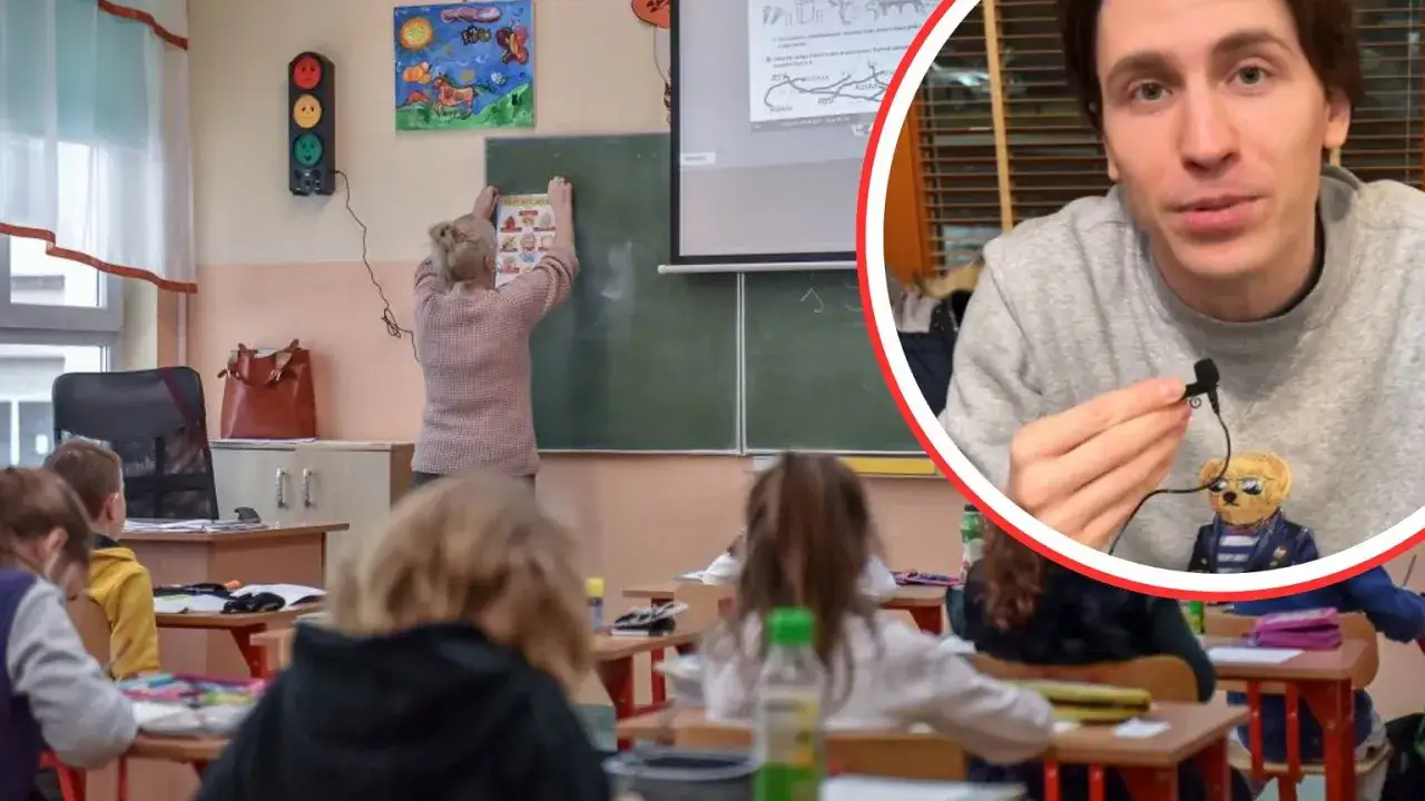 Nauczycielka w klasie z dziećmi, w tle sygnalizacja świetlna. Czy po wystawieniu ocen frekwencja się liczy?